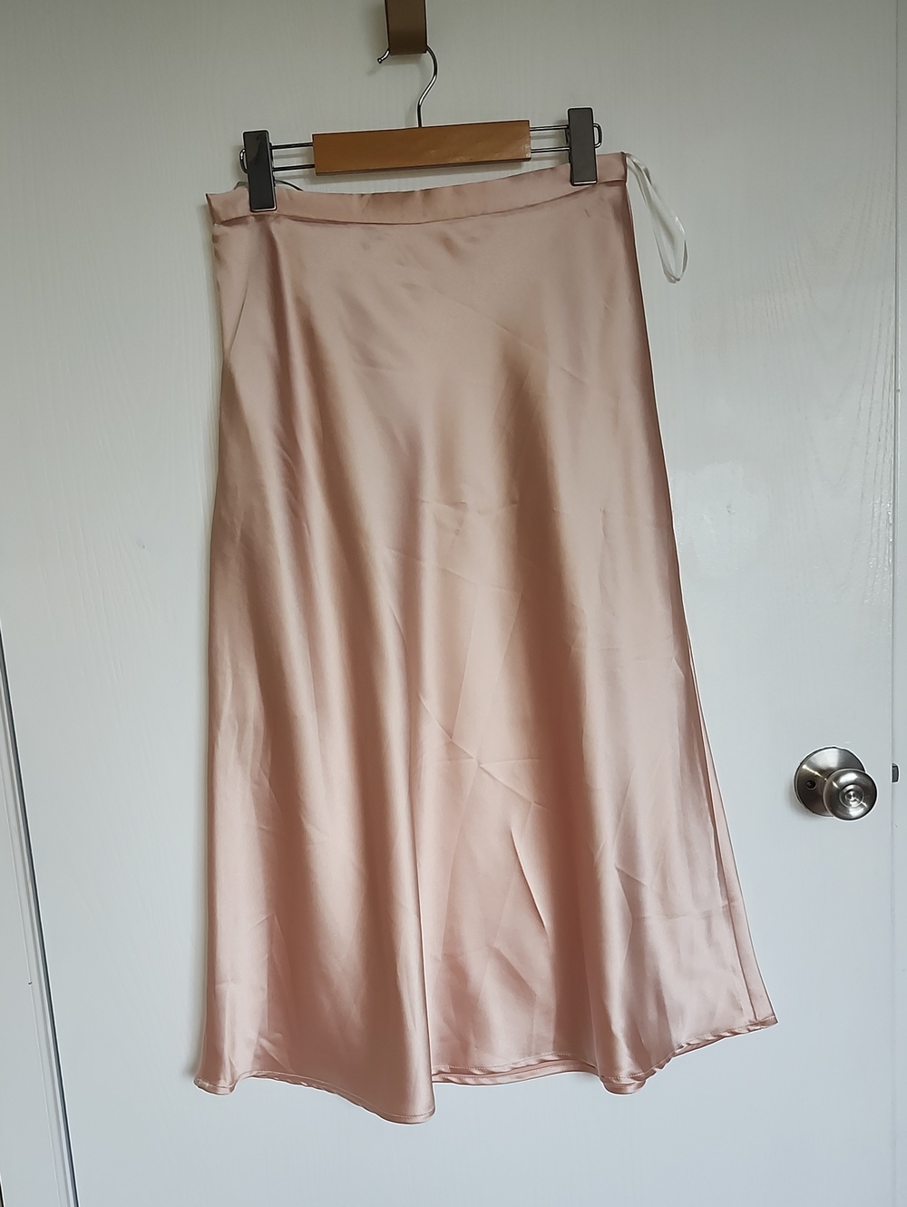 Silky Midi Skirt in Blush Pink